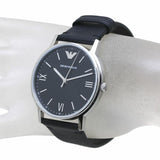 Emporio Armani Kappa Analog Quartz Black Dial Black Leather Strap Watch For Men - AR11013