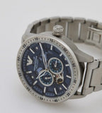 Emporio Armani Mario Chronograph Automatic Blue Dial Silver Steel Strap Watch For Men - AR60052