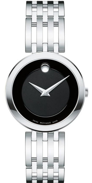 Movado Esperanza 28mm Black Dial Silver Steel Strap Watch For Women - 0607051