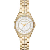 Michael Kors Lauryn Mother of Pearl White Dial Gold Steel Strap Watch for Women - MK3899