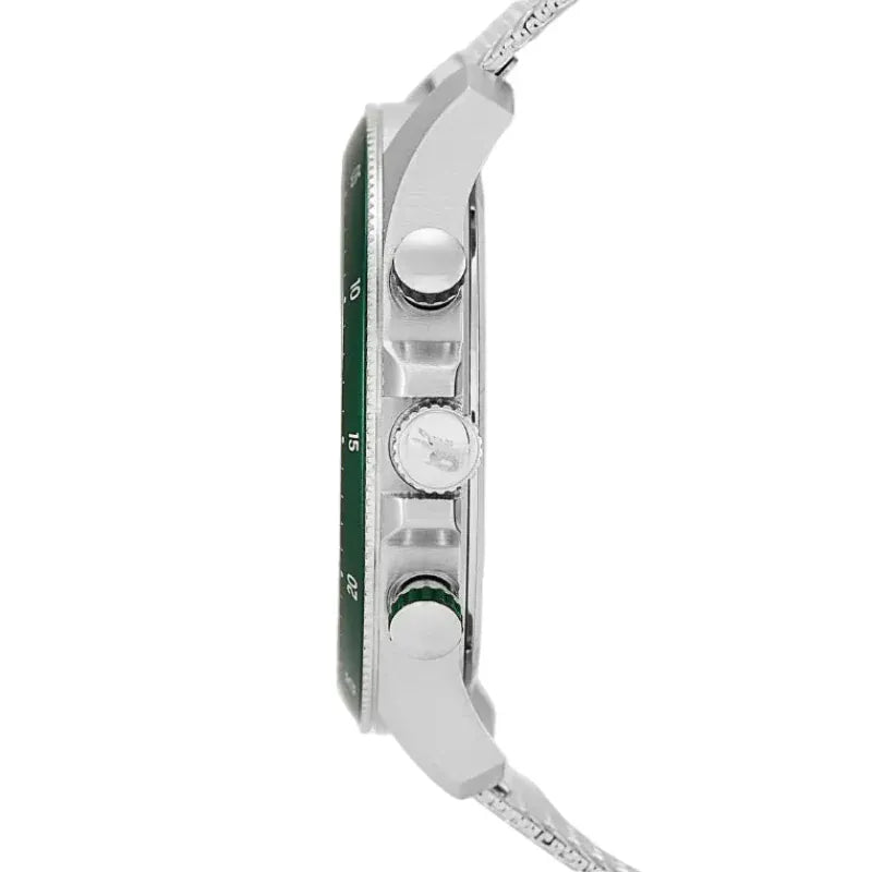 Lacoste Neoheritage Chronograph Green Dial Silver Steel Strap Watch for Men - 2011255