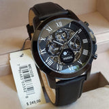 Fossil Grant Automatic Black Dial Black Leather Strap Watch for Men - ME3028