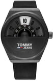 Tommy Hilfiger Monogram Pop Quartz Black Dial Black Leather Strap Watch For Men - 1791773