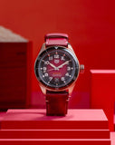 Tag Heuer Autavia Calibre 5 Chinese New Year Maroon Dial Maroon Leather Strap Watch for Men - WBE5193.FC8300