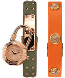 Versace Medusa Lock Icon Quartz Beige Dial Green Leather Strap Watch for Women - VEDW00519