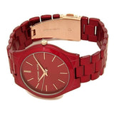 Michael Kors Slim Runway Red Dial Red Steel Strap Watch For Women - MK3895