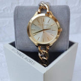 Michael Kors Runway Gold Dial Gold Steel Strap Watch for Women - MK3222