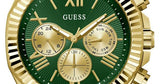 Guess Equity Analog Green Dial Gold Steel Strap Watch For Men - GW0703G2