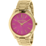 Michael Kors Slim Runway Pink Dial Rose Gold Steel Strap Watch for Women - MK3264