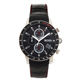 Hugo Boss Rafale Chronograph Black Dial Black Leather Strap Watch For Men - 1513390