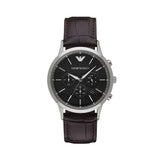 Emporio Armani Renato Chronograph Black Dial Brown Leather Strap Watch For Men - AR2482