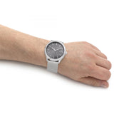 Calvin Klein Minimal Grey Dial Silver Mesh Bracelet Watch for Men - K3M21124