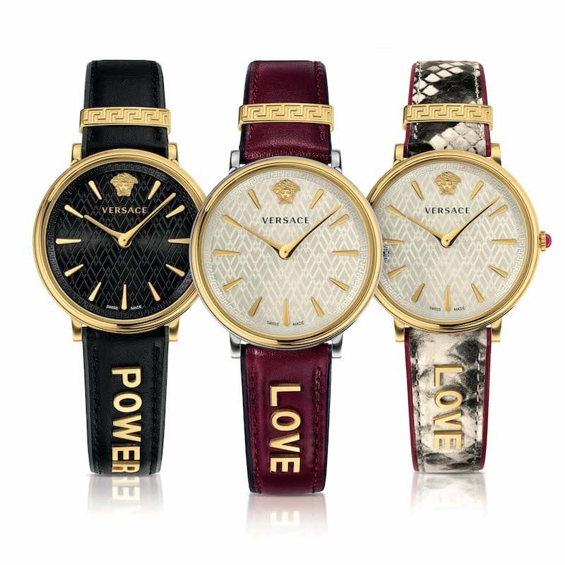 Versace V Circulus Quartz Black Dial Black Leather Strap Watch for Women - VBP12017