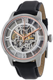 Fossil Townsman Automatic Skeleton Silver Dial Black Leather Strap Watch for Men - ME3041