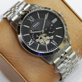 Fossil Townsman Black Dial Silver Steel Strap Watch for Men - ME3107