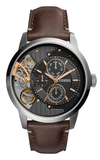 Fossil Townsman Automatic Black Dial Brown Leather Strap Watch for Men -  ME1163