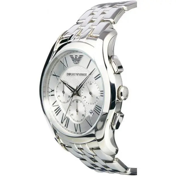Emporio Armani Velente Chronograph Quartz Silver Dial Silver Steel Strap Watch For Men - AR1702