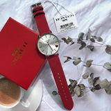 Coach Perry Silver Dial Red Leather Strap Watch for Women - 14503515