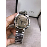 Gucci G Timeless Brown Dial Silver Steel Strap Watch For Men - YA126406