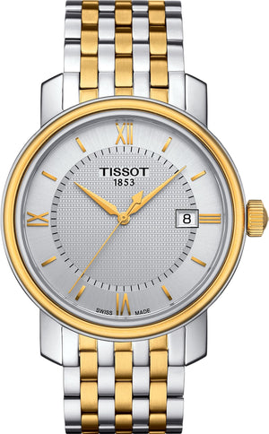 Tissot T Classic Bridgeport Quartz Silver Dial Two Tone Mesh Bracelet Watch For Men - T097.410.22.036.00