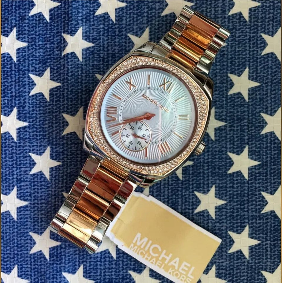 Michael Kors Bryn Quartz Blue Dial Two Tone Steel Strap Watch For Women - MK6136