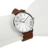 Coach Perry Silver Dial Brown Leather Strap Watch for Women - 14503120