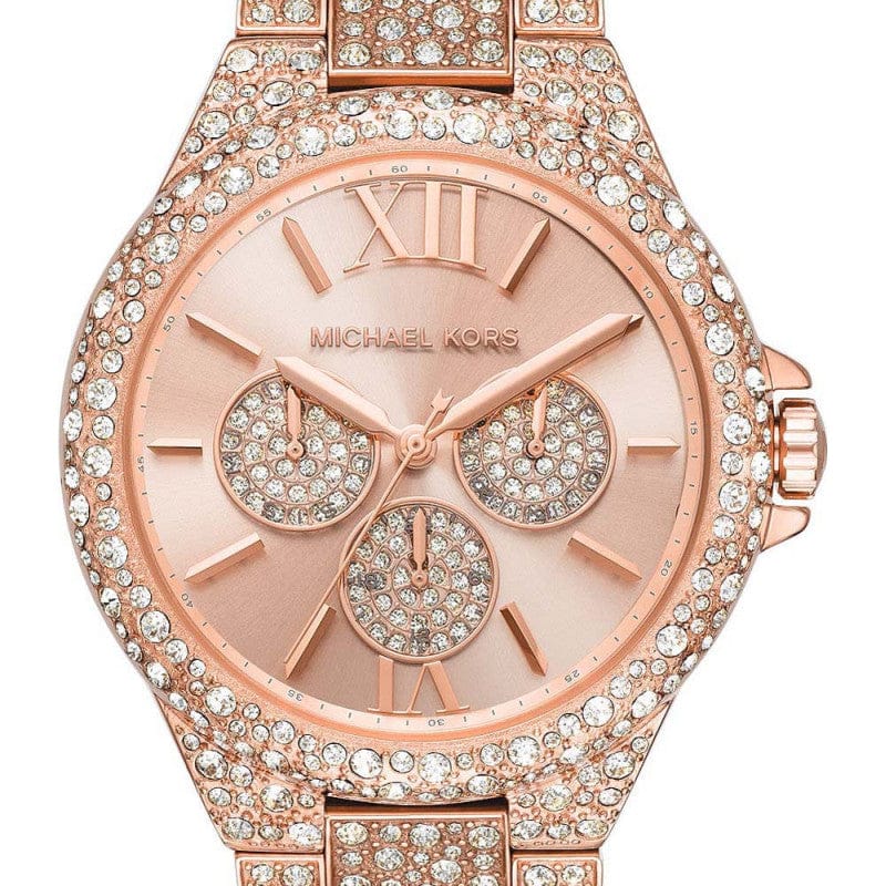 Michael Kors Camille Multifunctional Crystals Rose Gold Dial Rose Gold Steel Strap Watch for Women - MK6961