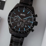 Hugo Boss Trophy Black Dial Black Steel Strap Watch for Men - 1513675