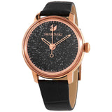 Swarovski Crystalline Hours Black Dial Black Leather Strap Watch for Women - 5295377