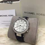 Michael Kors Parker White Dial Navy Blue Leather Strap Watch for Women - MK2293