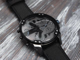 Diesel Mr Daddy 2.0 Chronograph Grey Dial Black Nylon Strap Watch For Men - DZ7420