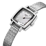 Tissot Lovely Square Silver Dial Silver Mesh Bracelet Watch For Women - T058.109.11.036.00