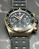 Breitling Super Chronomat B01 44 Black Dial Black Rubber Strap Watch for Men - UB0136251B1S1