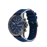 Tommy Hilfiger Bank Blue Dial Blue Rubber Strap Watch for Men - 1791721