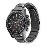 Tommy Hilfiger Mason Chronograph Black Dial Black Steel Strap Watch For Men - 1791935