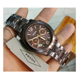 Fossil Perfect Boyfriend Multifunction Maroon Dial Maroon Steel Strap Watch for Women - ES4110