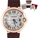 Cartier Ballon Bleu De Cartier Silver Dial Brown Leather Strap Watch for Women - W6900356