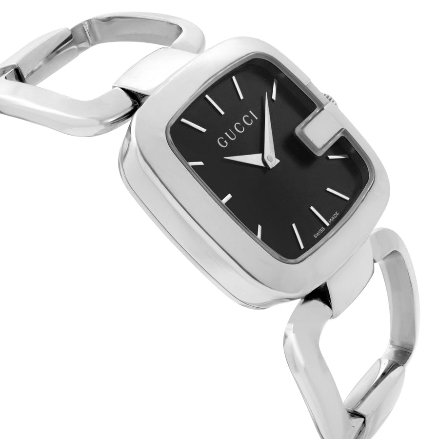 Gucci G Gucci Black Dial Silver Steel Strap Watch For Women - YA125407
