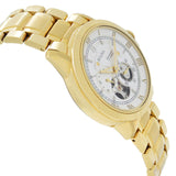 Bulova BVA Skeleton Silver Dial Gold Steel Strap Watch for Men - 97A108