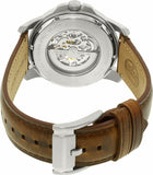 Fossil Grant Automatic Beige Skeleton Dial Brown Leather Strap Watch for Men - ME3099