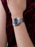 Guess Crystalline Diamonds Black Dial Silver Steel Strap Watch for Women - GW0114L1