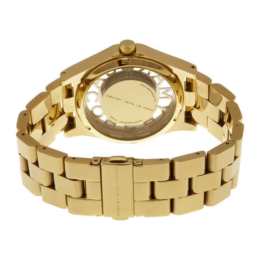 Marc Jacobs Henry Transparent Gold Dial Gold Steel Strap Watch for Women - MBM3206