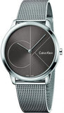 Calvin Klein Minimal Black Dial Silver Mesh Bracelet Watch for Men - K3M21123