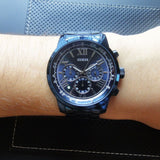 Guess Horizon Chronograph Black Dial Blue Steel Strap Watch For Men - W0379G5