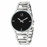 Calvin Klein Stately Black Dial Silver Steel Strap Watch for Women - K3G2312S