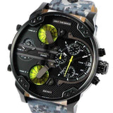 Diesel Big Daddy Chronograph Black Dial Black Leather Strap Watch For Men - DZ7311