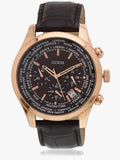 Guess Pursuit Chronograph Brown Dial Brown Leather Strap Watch for Men - W0500G3