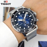 Tissot Seastar 1000 Chronograph Blue Dial Silver Mesh Bracelet Watch For Men - T120.417.11.041.02