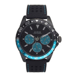 Guess Odyssey Quartz Black Dial Black Leather Strap Watch For Men - W1108G5