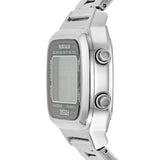 Fossil Retro Digital Silver Dial Silver Steel Strap Watch for Men - FS5844